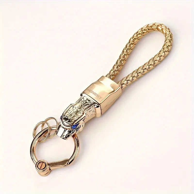 Premium Zinc Alloy Car Keychain with Braided Rope - Stylish Accessory for Men & Women,