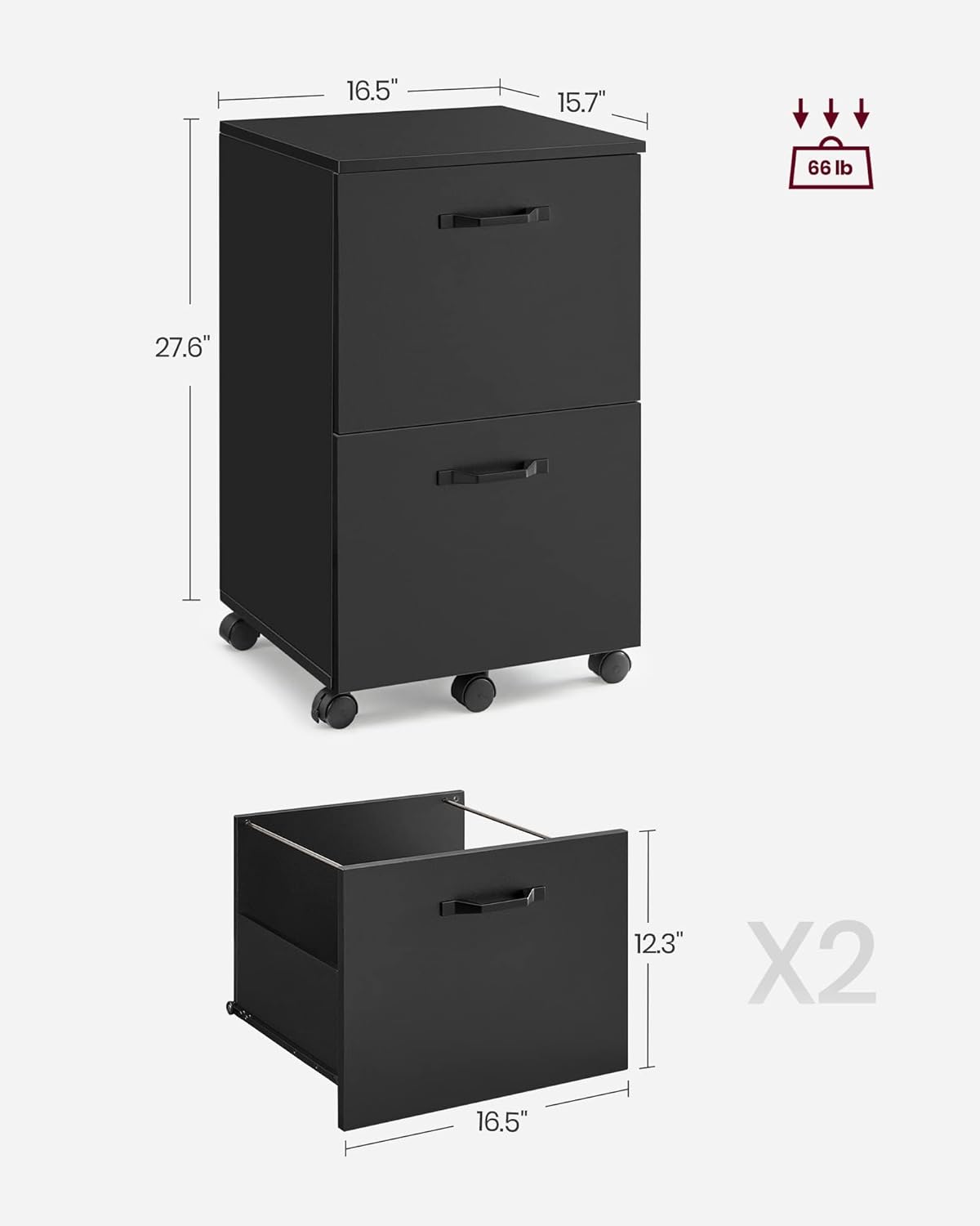 VASAGLE 2-Drawer File Cabinet,