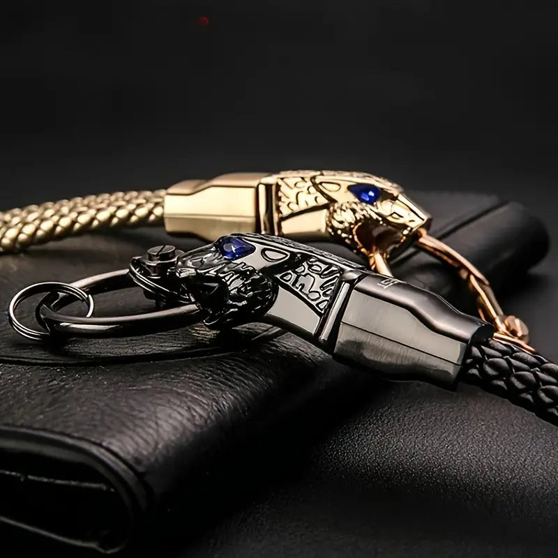 Premium Zinc Alloy Car Keychain with Braided Rope - Stylish Accessory for Men & Women,