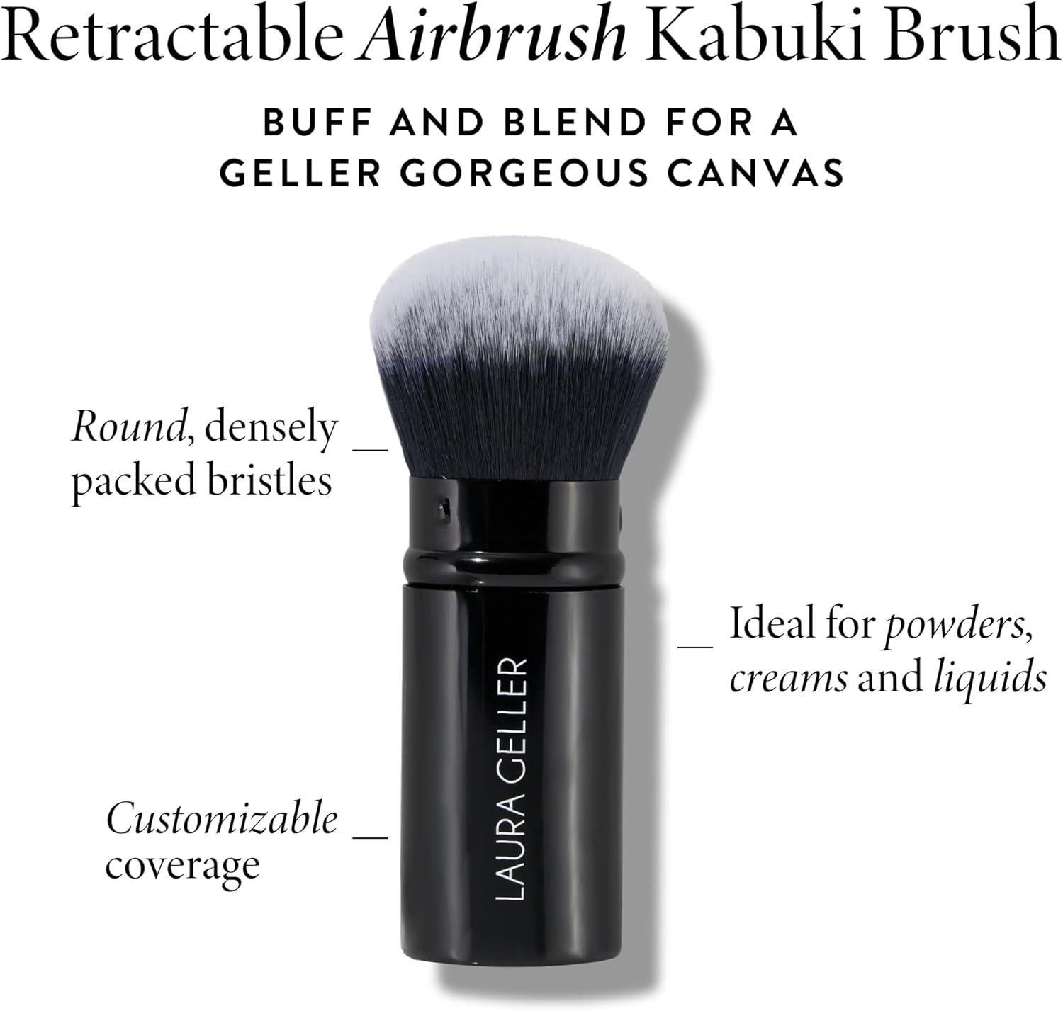 LAURA GELLER NEW YORK Retractable Airbrush Kabuki Brush for All Face Makeup & Foundation for Liquid,