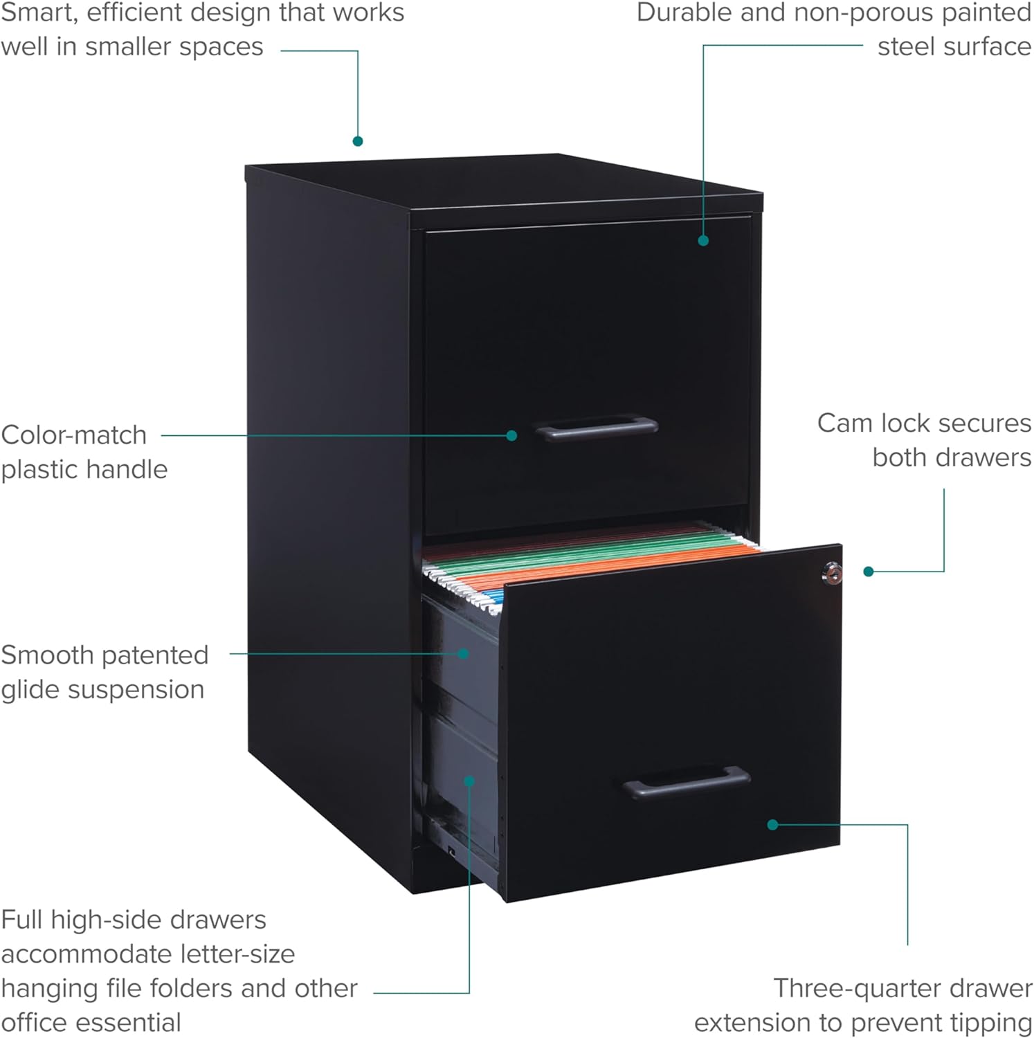 Lorell 14341 18 Deep 2-Drawer File Cabinet