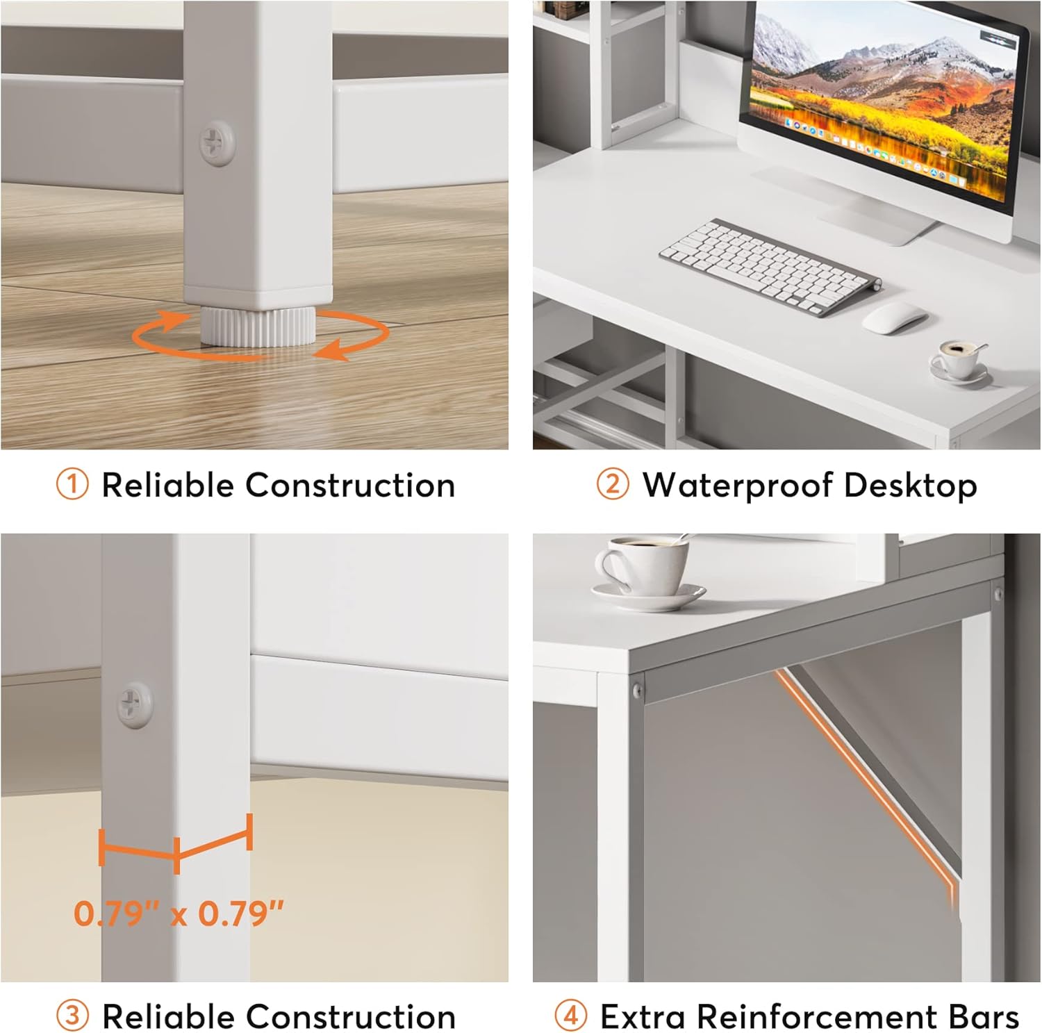 Tribesigns 55 Inch Computer Desk with 2 Drawers and Storage Shelves