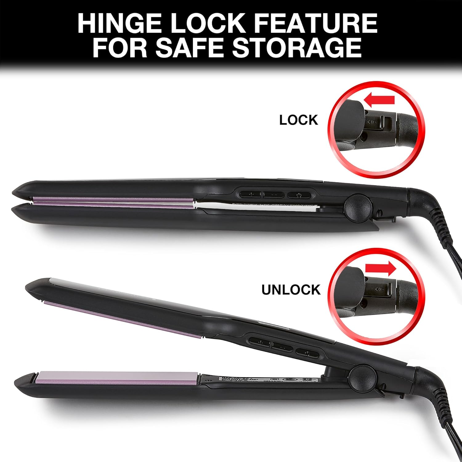 Remington 1" Anti-Static Flat Iron with Floating Ceramic Plates and Digital Controls, Hair Straightener, Purple, S5500