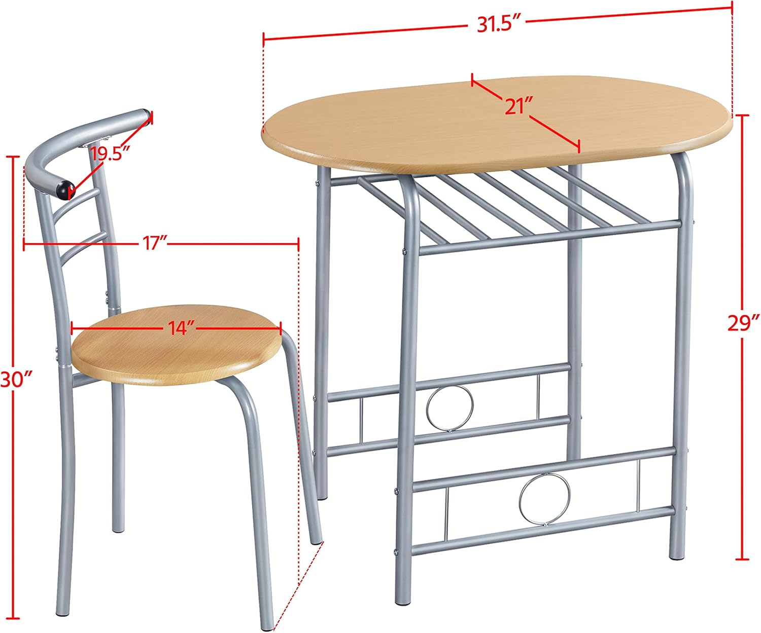 Yaheetech Modern Dining Table Set for 2