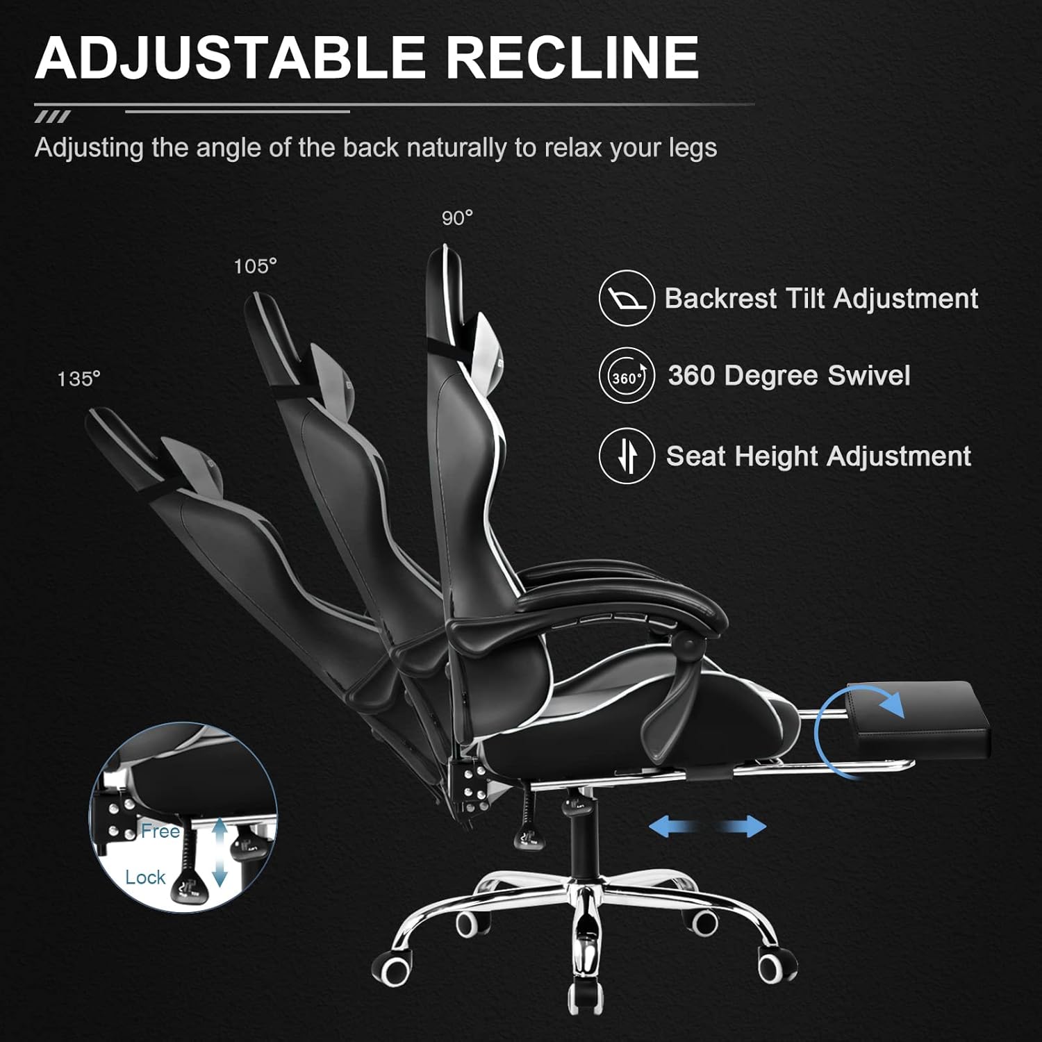 GTRACING Gaming Chair, Computer Chair with Footrest and Lumbar Support