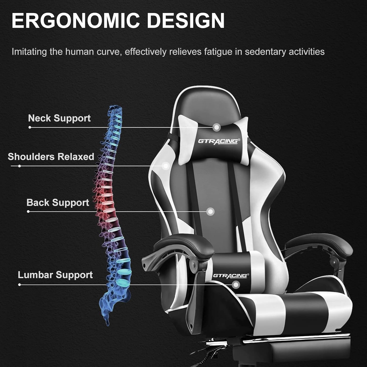 GTRACING Gaming Chair, Computer Chair with Footrest and Lumbar Support