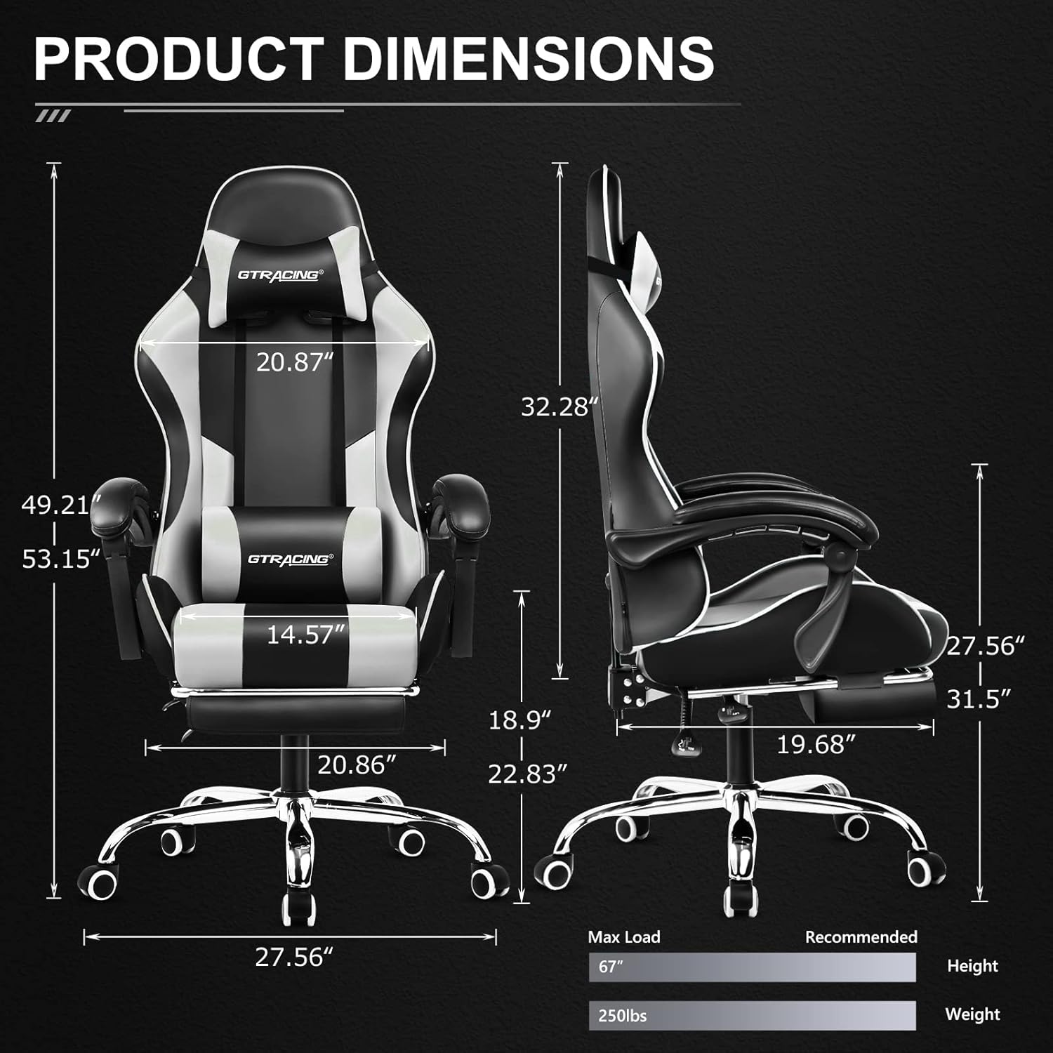 GTRACING Gaming Chair, Computer Chair with Footrest and Lumbar Support