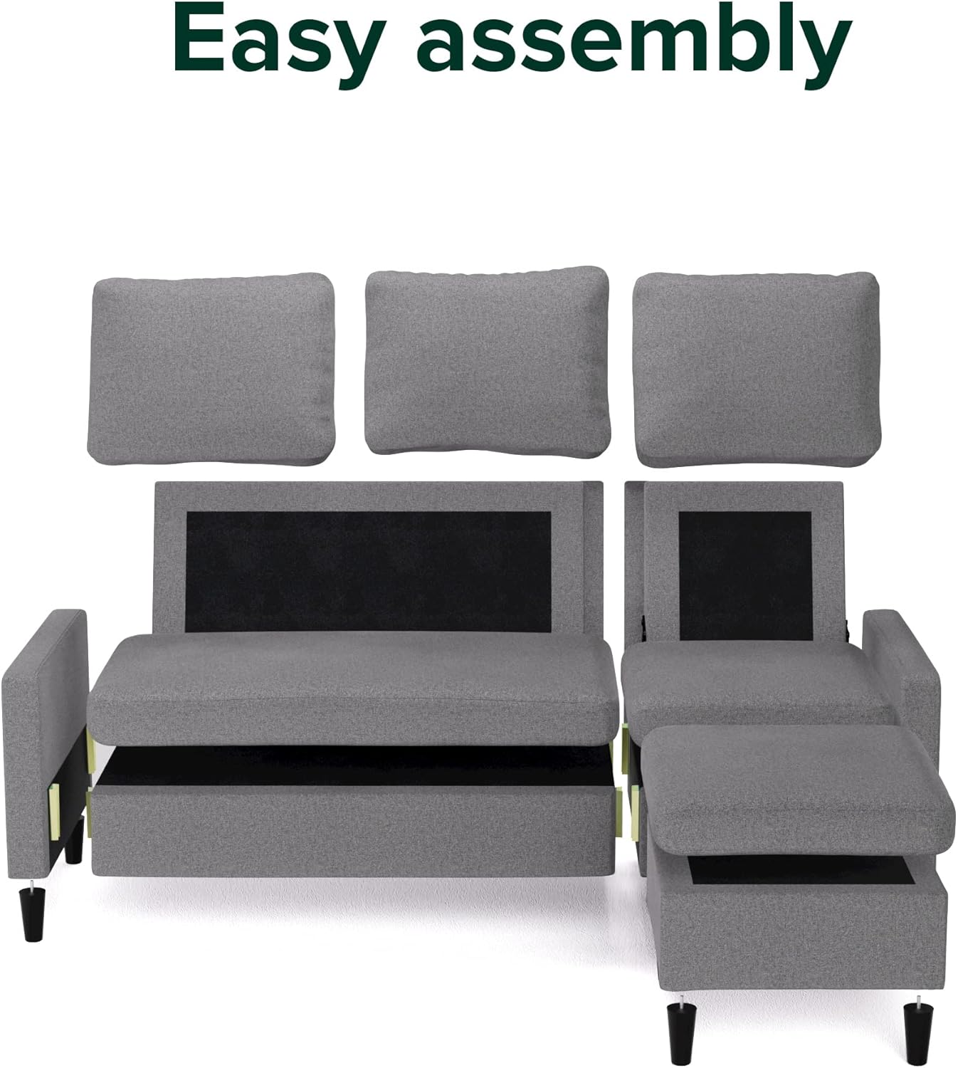 ZINUS Hudson Convertible Sectional Sofa,