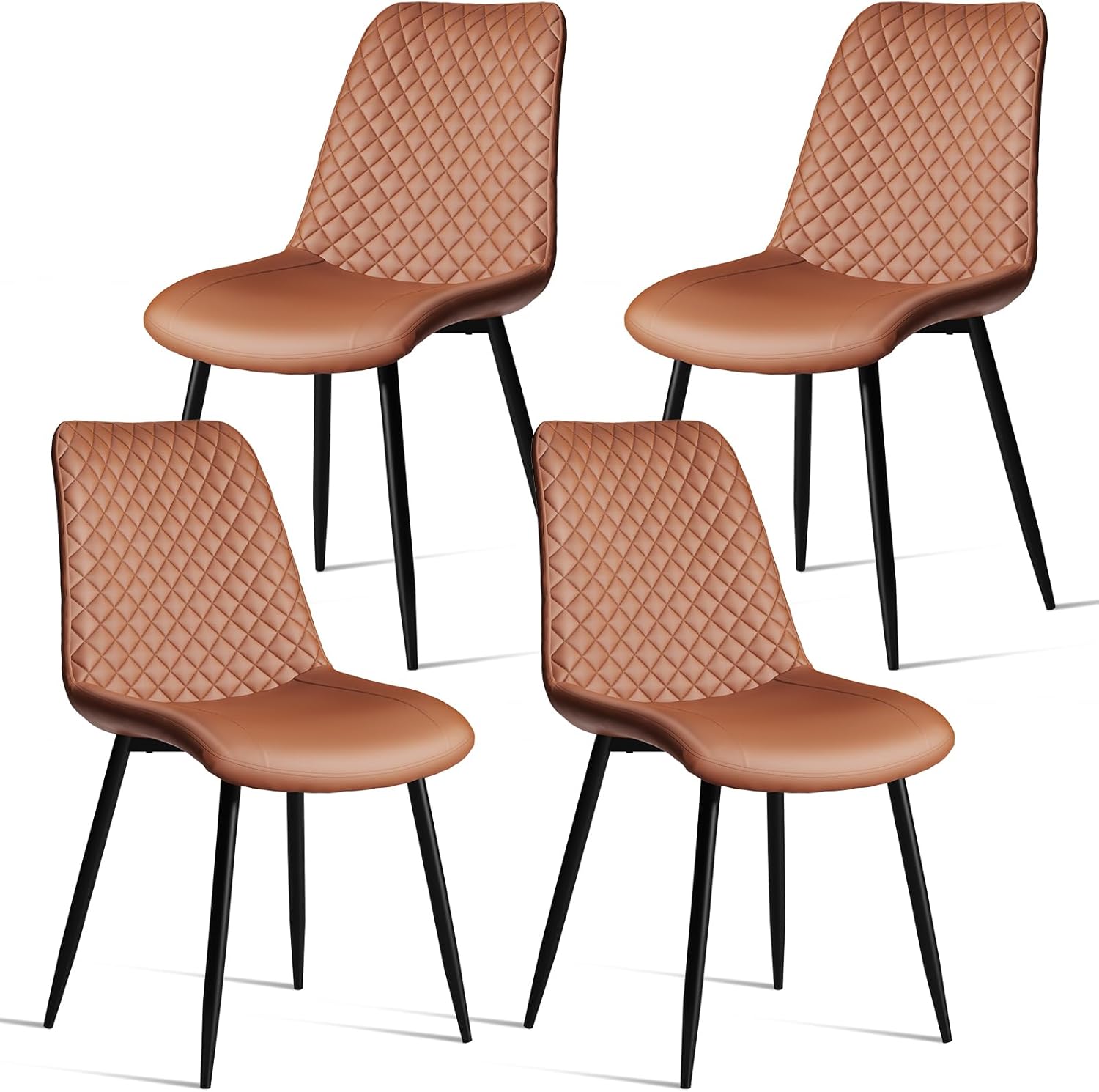 MECHYIN Dining Chairs Set of 4, Black Dining Room Chairs of Upholstery Leather,