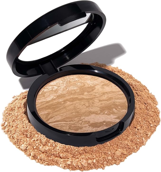 LAURA GELLER Baked Balance-n-Glow Illuminating Powder Foundation (Golden Medium) Buildable Sheer to Light Coverage Baked Foundation,