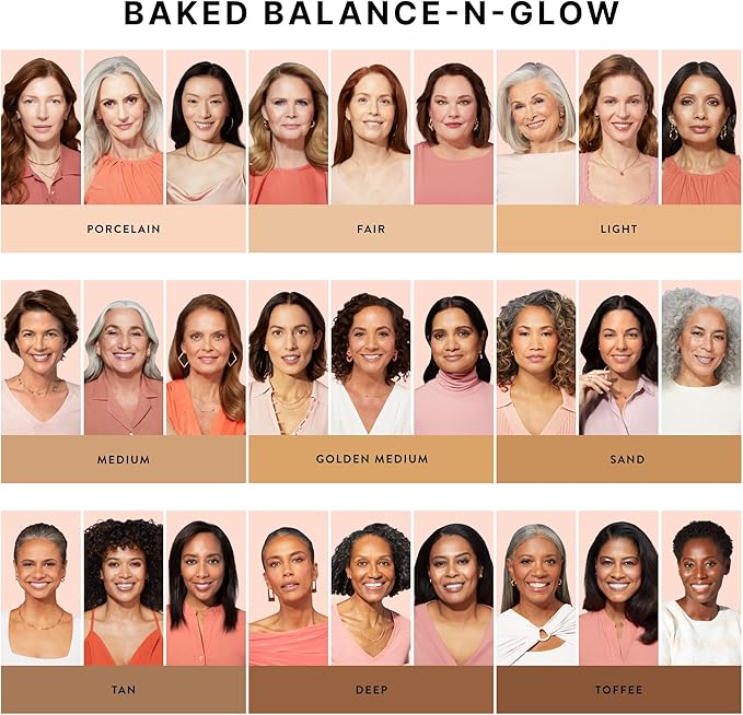 LAURA GELLER Baked Balance-n-Glow Illuminating Powder Foundation (Golden Medium) Buildable Sheer to Light Coverage Baked Foundation,