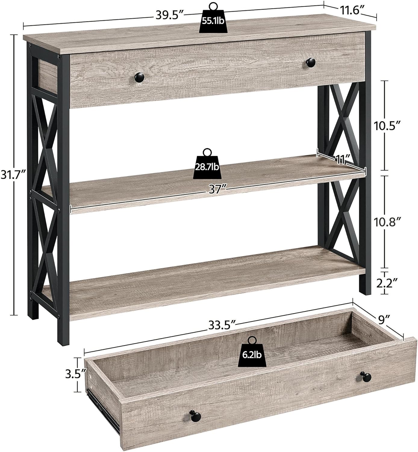 Yaheetech Console Table with Drawer for Entryway