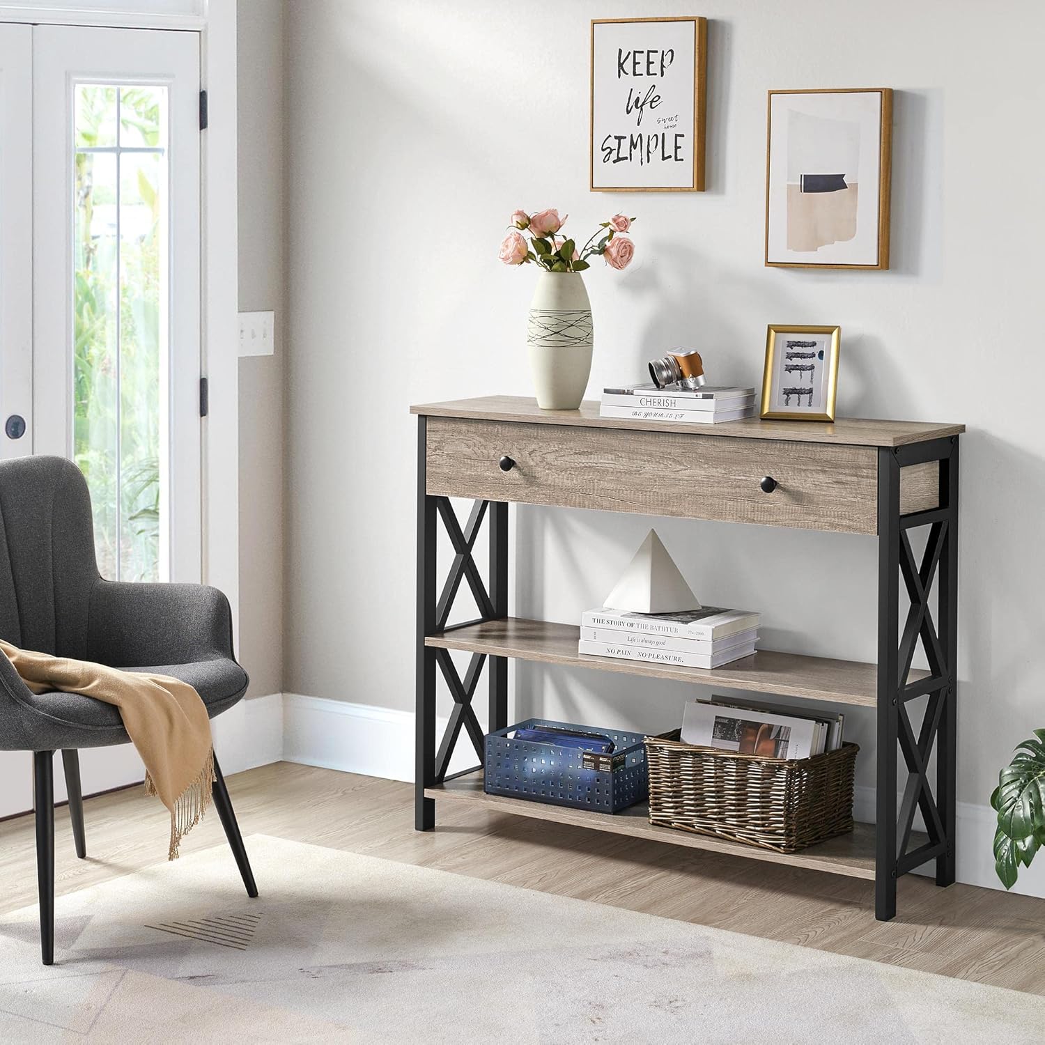 Yaheetech Console Table with Drawer for Entryway