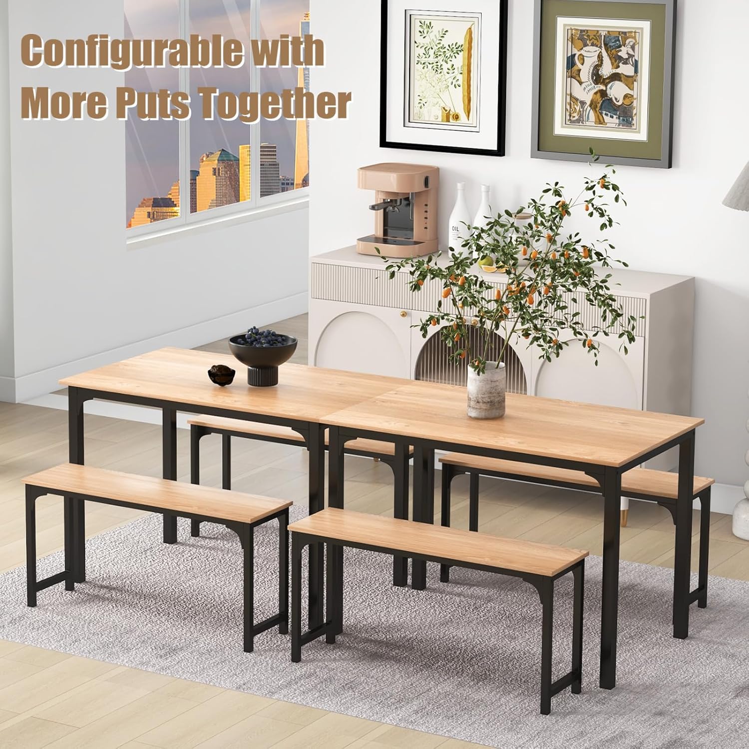 Nafort 3-Piece Dining Table with Benches