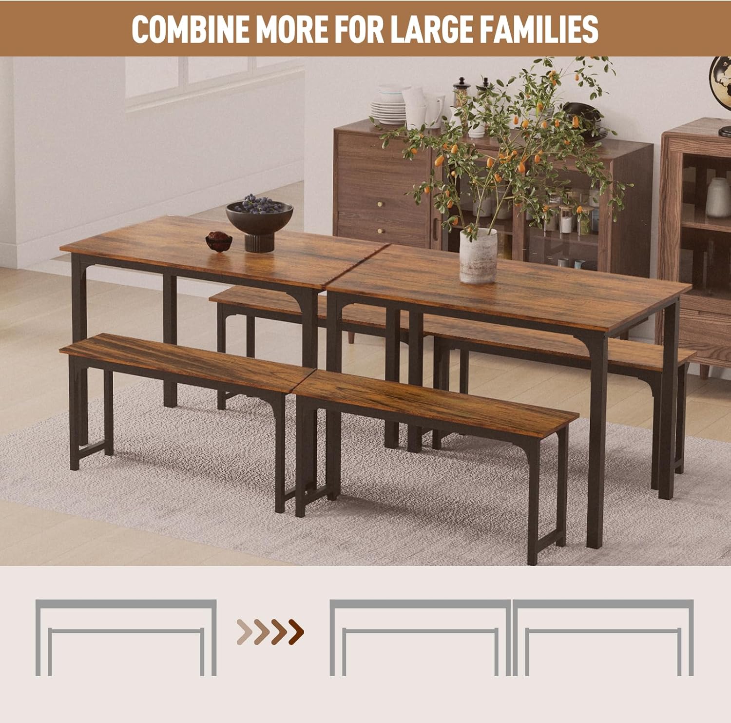 Nafort 3-Piece Dining Table with Benches