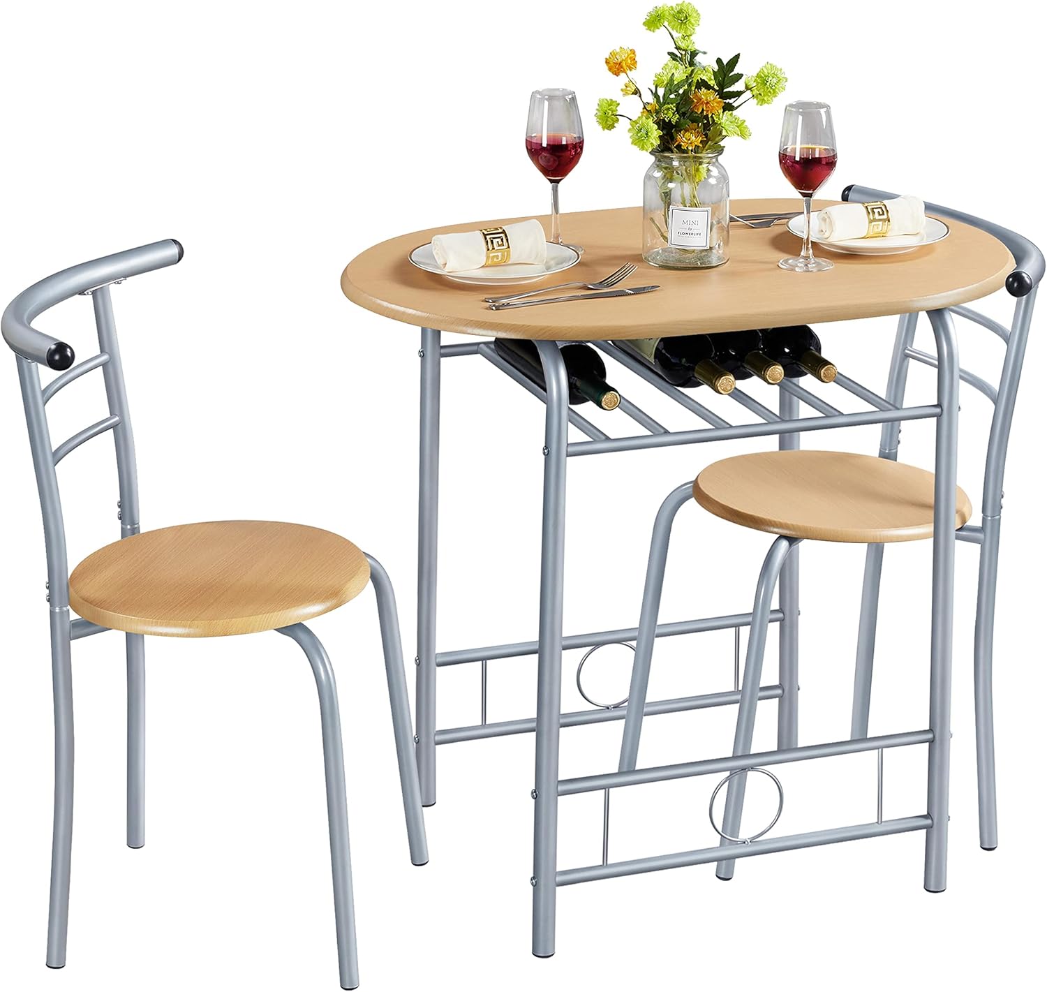 Yaheetech Modern Dining Table Set for 2