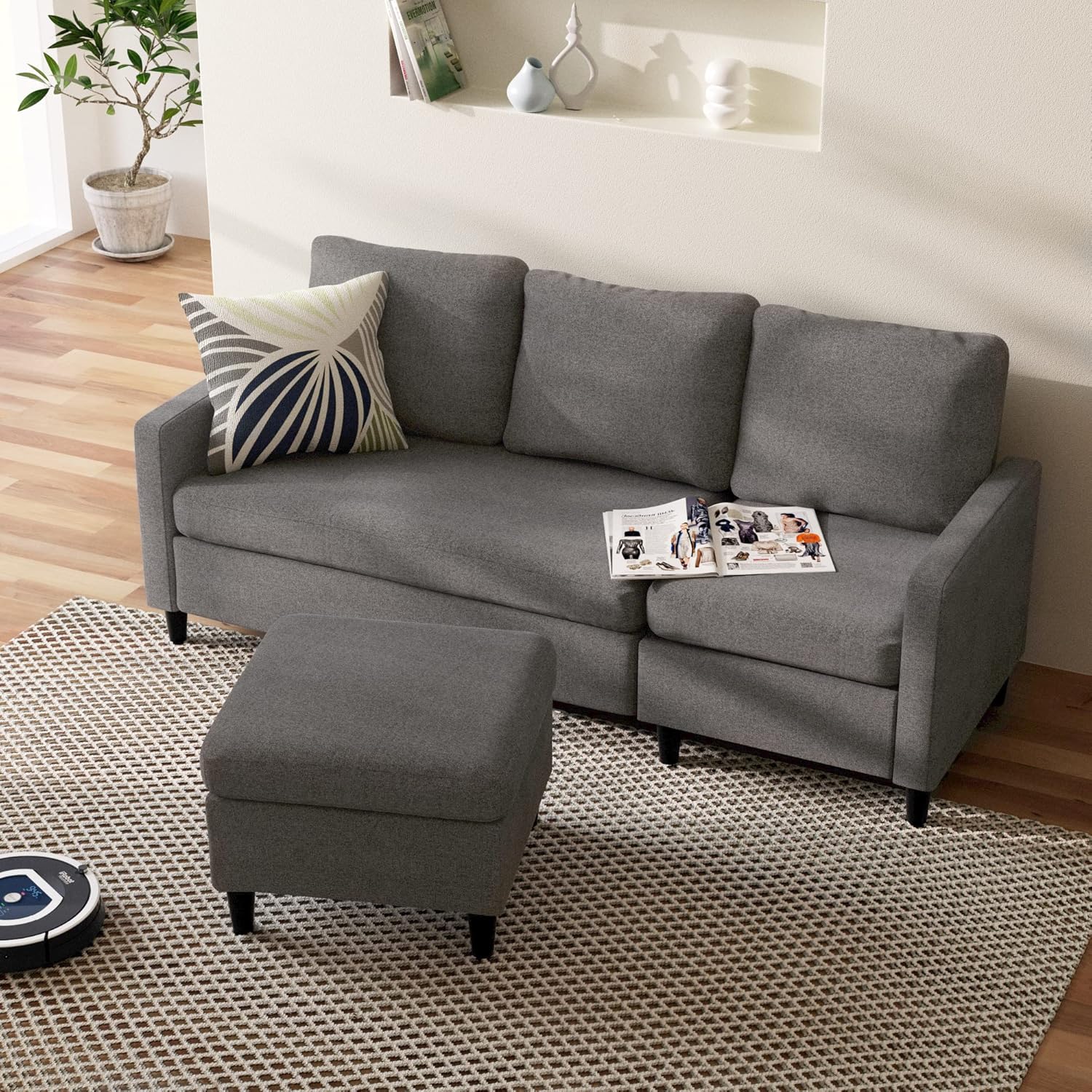 ZINUS Hudson Convertible Sectional Sofa,