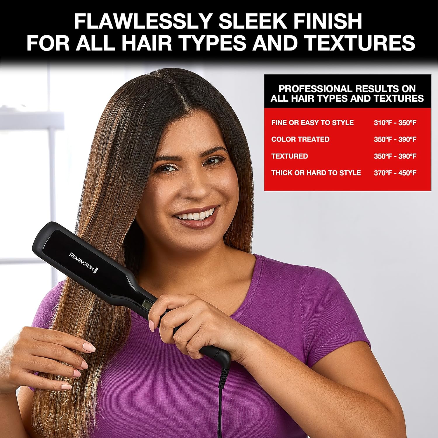 Remington 1" Anti-Static Flat Iron with Floating Ceramic Plates and Digital Controls, Hair Straightener, Purple, S5500