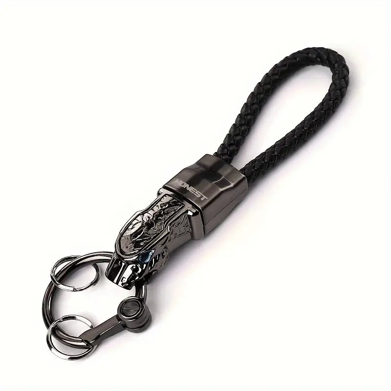 Premium Zinc Alloy Car Keychain with Braided Rope - Stylish Accessory for Men & Women,