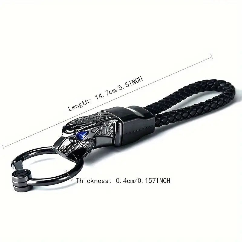 Premium Zinc Alloy Car Keychain with Braided Rope - Stylish Accessory for Men & Women,