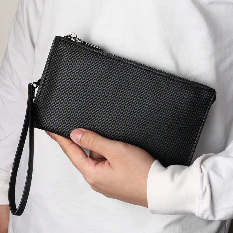 Casual Faux Leather Clutch with Wristlet